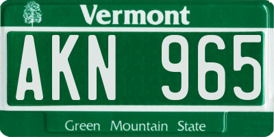 VT license plate AKN965