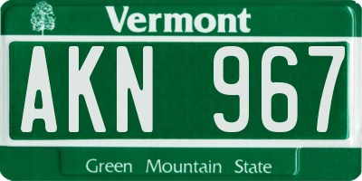 VT license plate AKN967
