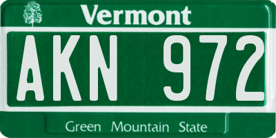 VT license plate AKN972