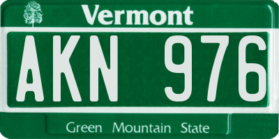 VT license plate AKN976