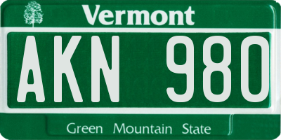 VT license plate AKN980