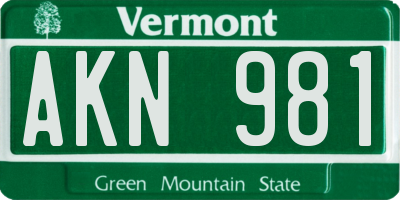 VT license plate AKN981