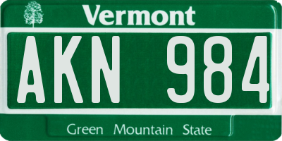 VT license plate AKN984