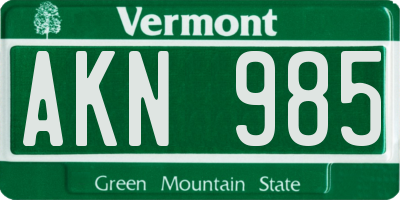 VT license plate AKN985