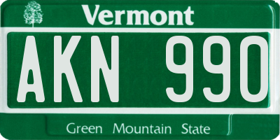 VT license plate AKN990
