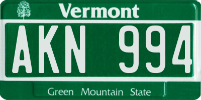 VT license plate AKN994