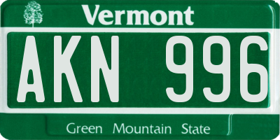 VT license plate AKN996