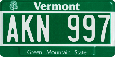 VT license plate AKN997