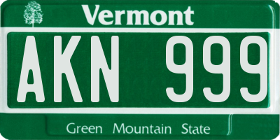 VT license plate AKN999