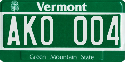 VT license plate AKO004