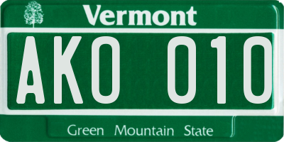 VT license plate AKO010