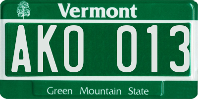 VT license plate AKO013