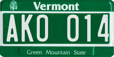 VT license plate AKO014