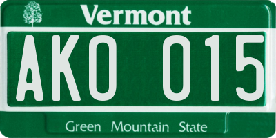 VT license plate AKO015