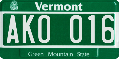 VT license plate AKO016