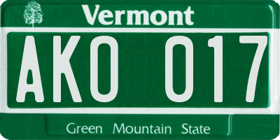 VT license plate AKO017