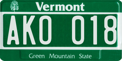 VT license plate AKO018