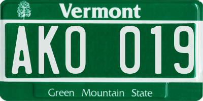 VT license plate AKO019