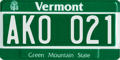 VT license plate AKO021