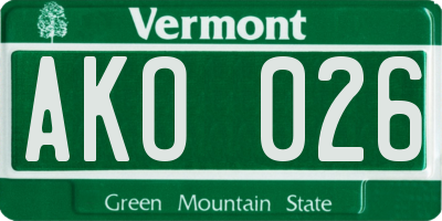 VT license plate AKO026