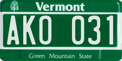 VT license plate AKO031
