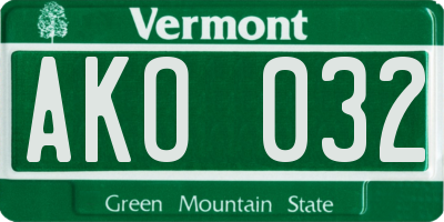 VT license plate AKO032