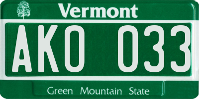 VT license plate AKO033