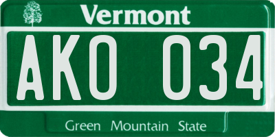 VT license plate AKO034