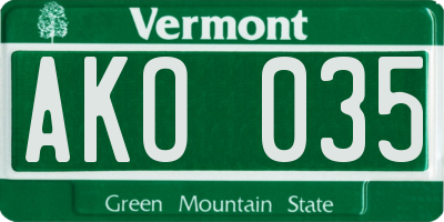 VT license plate AKO035