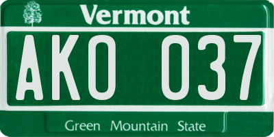 VT license plate AKO037