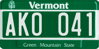 VT license plate AKO041