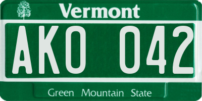 VT license plate AKO042