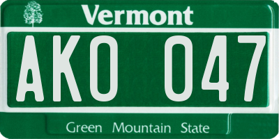 VT license plate AKO047