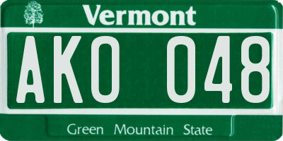VT license plate AKO048