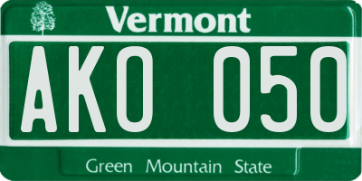 VT license plate AKO050