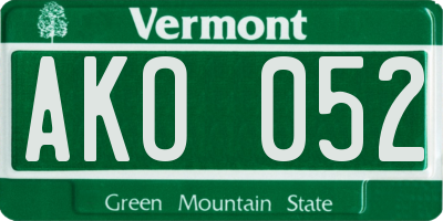 VT license plate AKO052