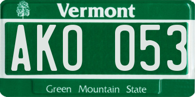 VT license plate AKO053