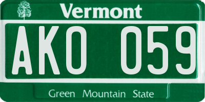 VT license plate AKO059