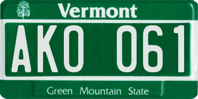 VT license plate AKO061