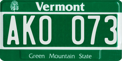 VT license plate AKO073
