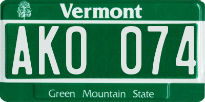 VT license plate AKO074