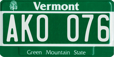 VT license plate AKO076