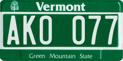 VT license plate AKO077
