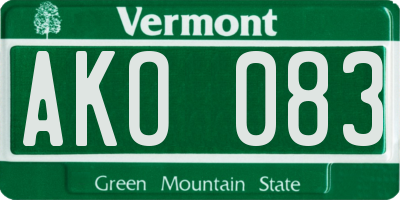 VT license plate AKO083