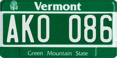 VT license plate AKO086