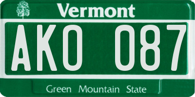 VT license plate AKO087