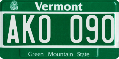 VT license plate AKO090