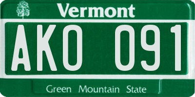 VT license plate AKO091