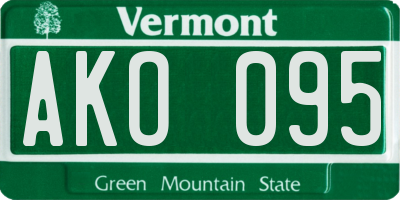 VT license plate AKO095