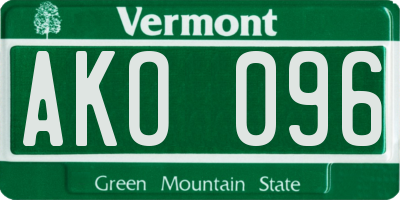 VT license plate AKO096